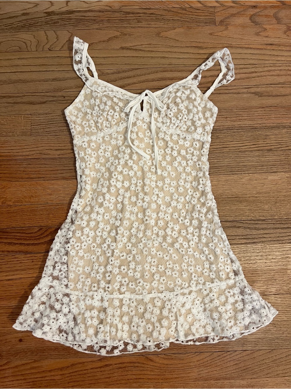 Lulu's White Lace Floral Mini Dress